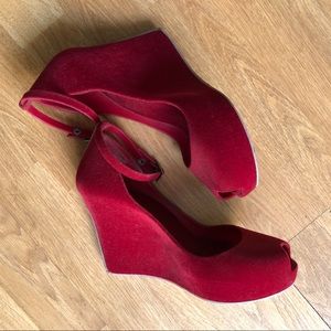 Melissa Red Velvet Wedges